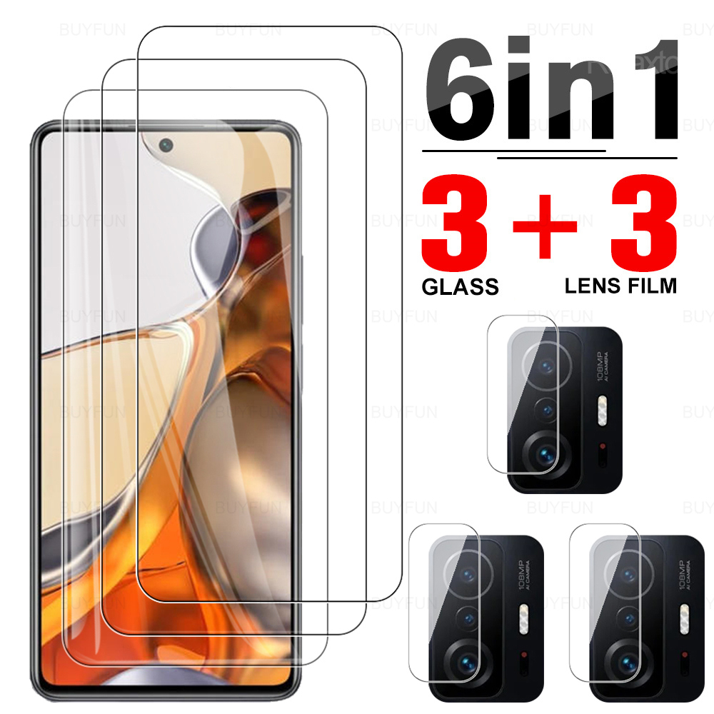 

6in1 Tempered Glass Case For Xiaomi 11T Pro 11 Lite 11i Camera Lens Protective Film For Xiomi 10T Pro 10 10T Lite Screen Glass, 3front 3lens
