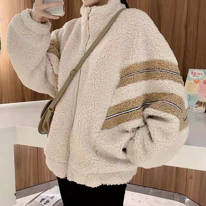 

Women's Jackets lamb wool coat Autumn and winter Korean version Loose wild student Long-sleeve long-sleeve D1KC, 1# shoe box