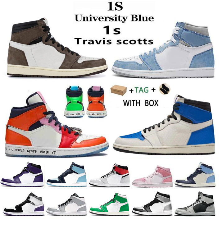 

jumpman Silver toe 1 1s men basketball shoes Bordeaux dark mocha Banned shadow UNC patent university blue light smoke grey retro twist royal sneakers sports, 48