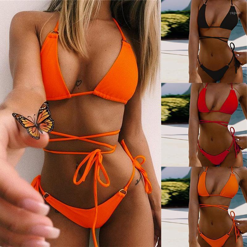 

Women Sexy Bandage Brazilian Bikini Swim Suit Top Thong Girls Swimwear Push-up Biquini Swimsuit Swimming For Women, Yy004-orange