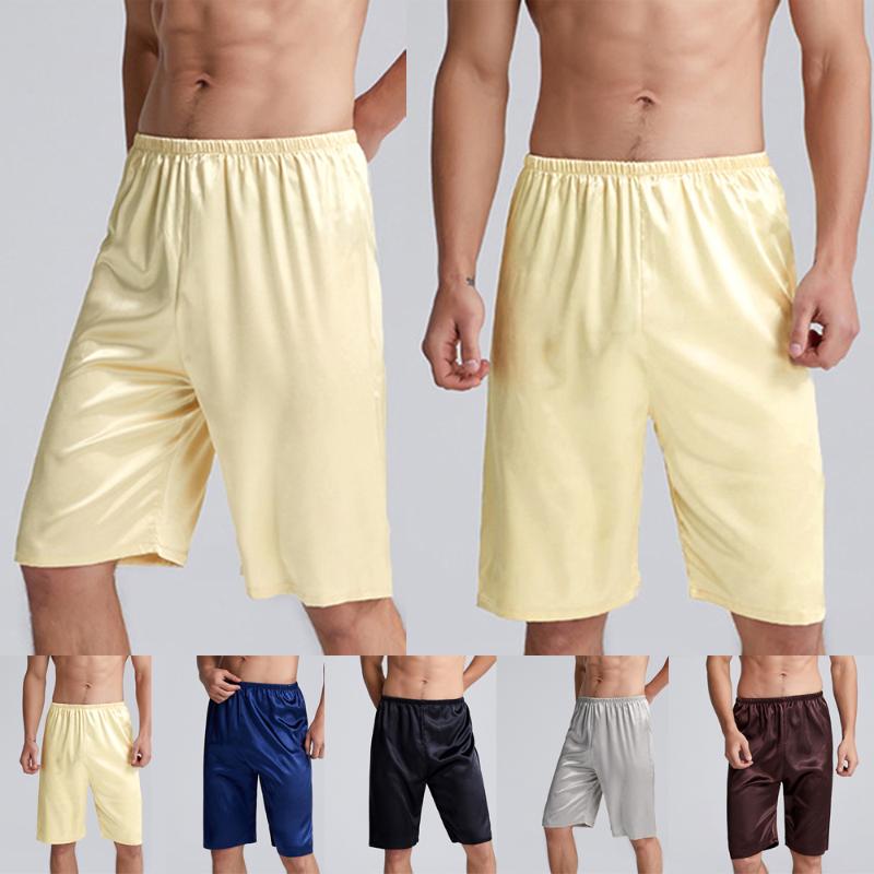 

Men's Sleepwear Silk Satin Pajamas Home Shorts Pyjamas Male Breathable Comfy Sleep Bottoms Pants Nightwear Clothing, Black;brown