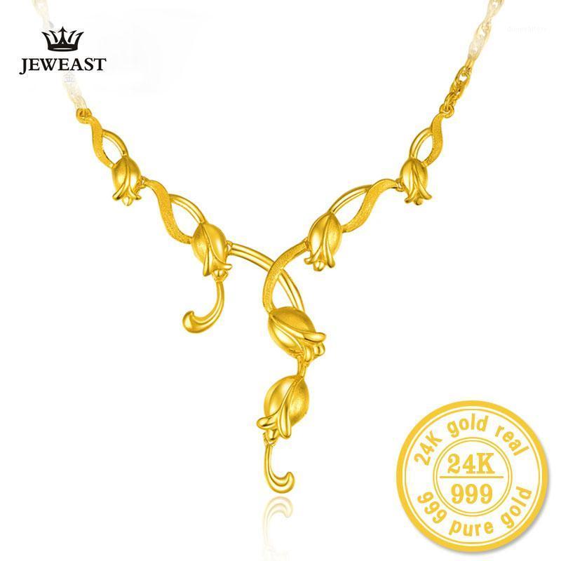 

Chains 24k Pure Gold Necklaces Flowers Sets Of Elegant And Beautiful Graceful Technology Skills Selling999Solid