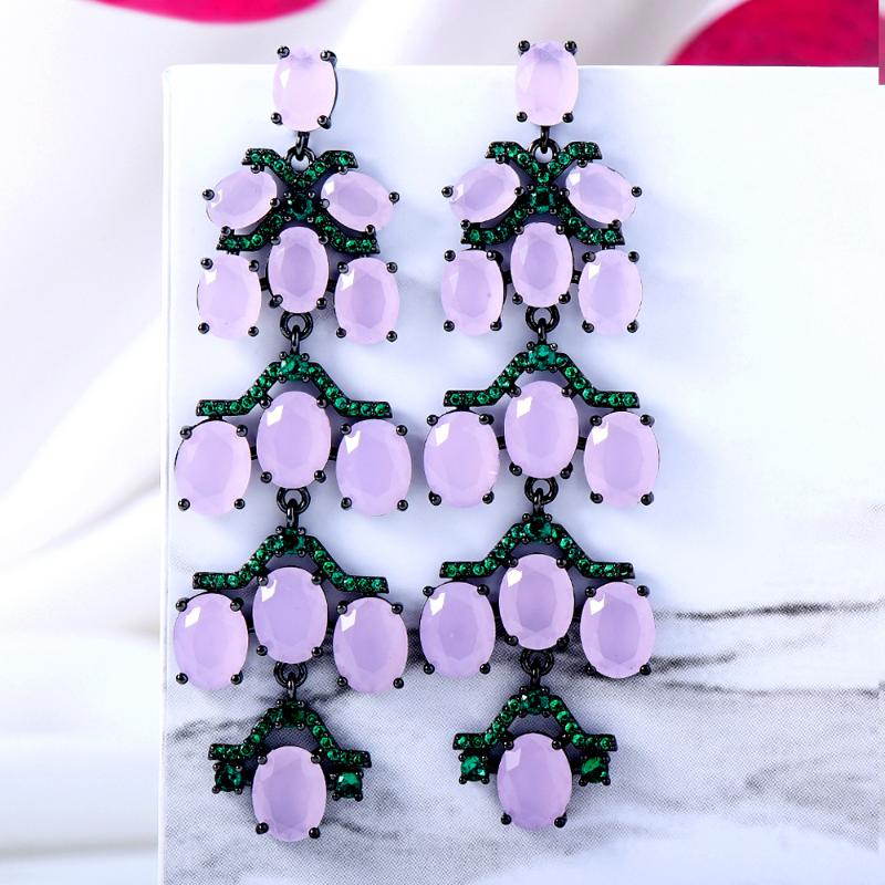 

Dangle & Chandelier GODKI Multicolor Crossover Earrings For Women Wedding Miami Prong Cuban Chain Link Cubic Zirconia CZ Set Hip Hop Chains, Silver