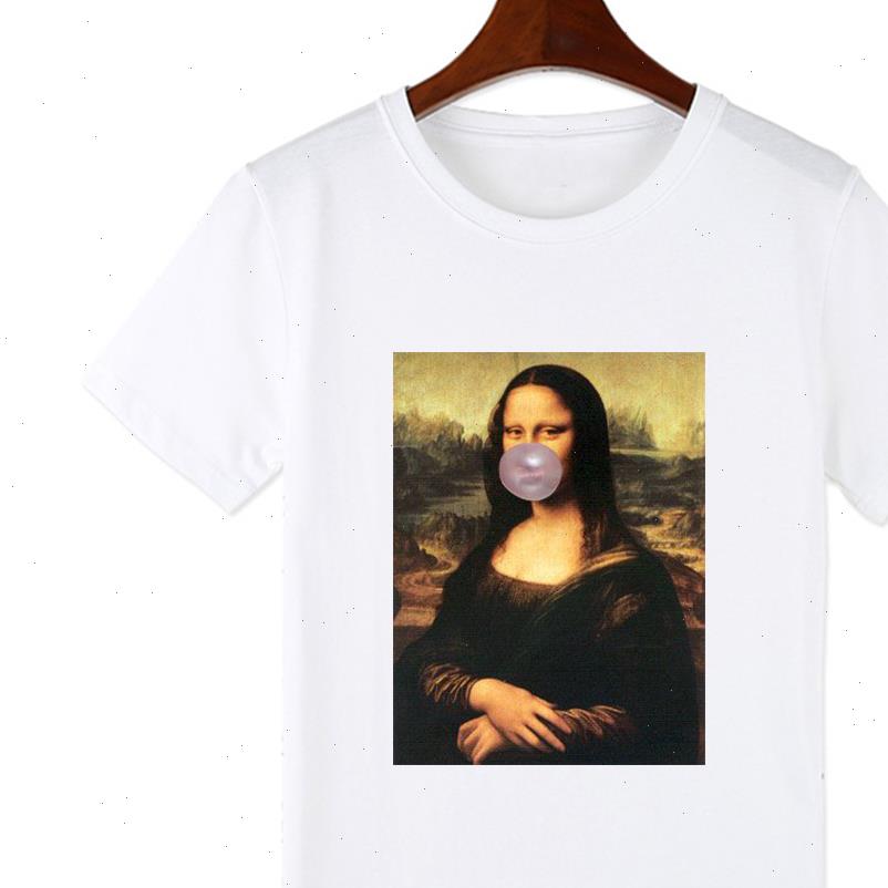 

luckyroll mona women t shirt lisa spoof personality tees fashion tshirt harajuku summer short sleeve o neck white camiseta