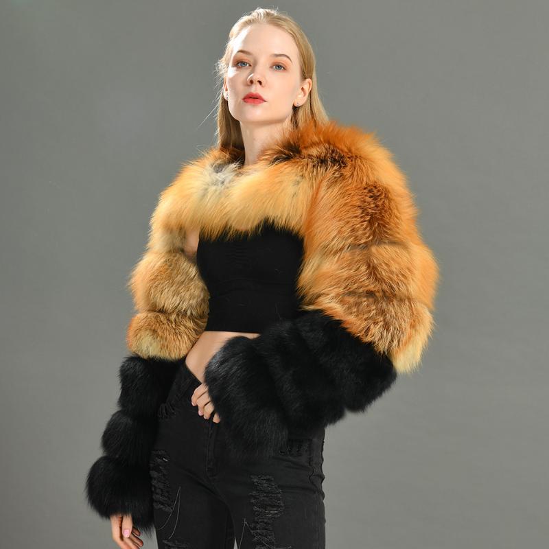 

Women's Fur & Faux Women Real Sleeves Winter Fashion Natural Coat Two, Black