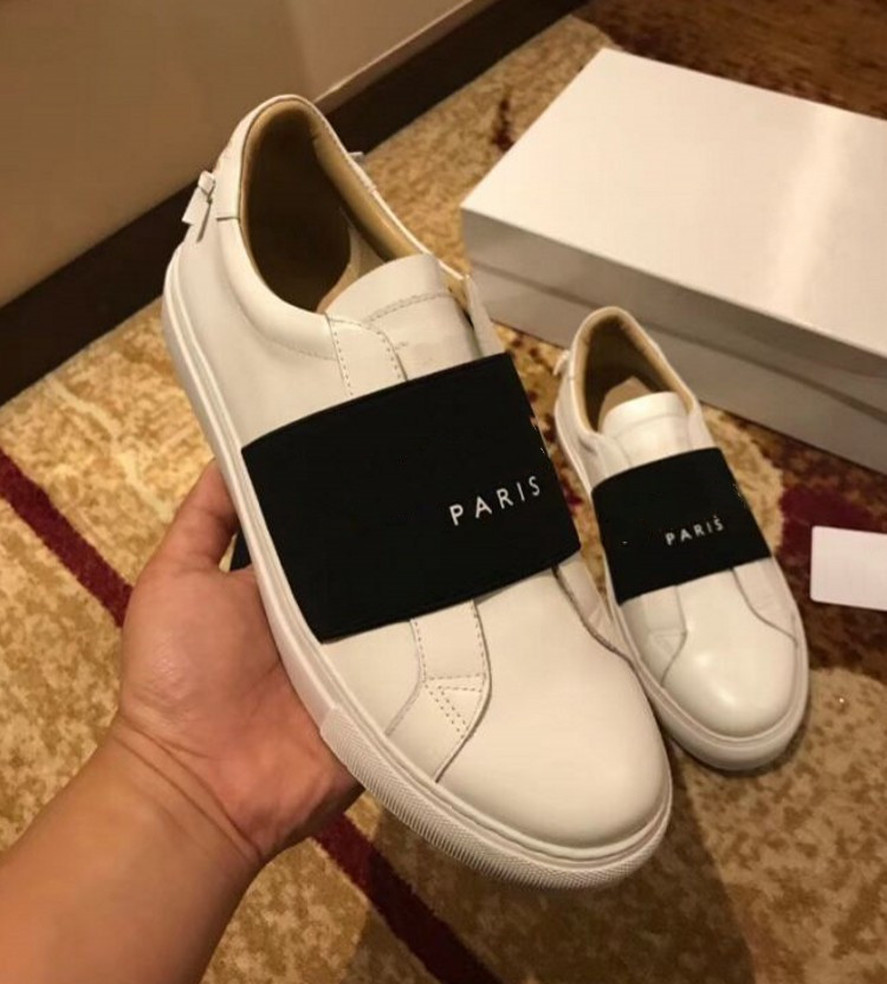 

New Season Trendy Casual Shoes Paris Mens Womens Fashion Sneakers Street Elastic Band Black Dress Shoe Platform Chaussures Tennis 36-45, White black