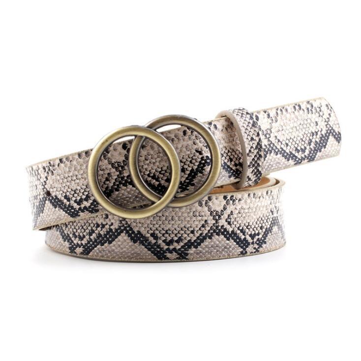 Cinturón de moda con doble anillo para mujer de cuero PU con hebill Cinturón de moda con doble anillo para mujer de cuero PU con hebill