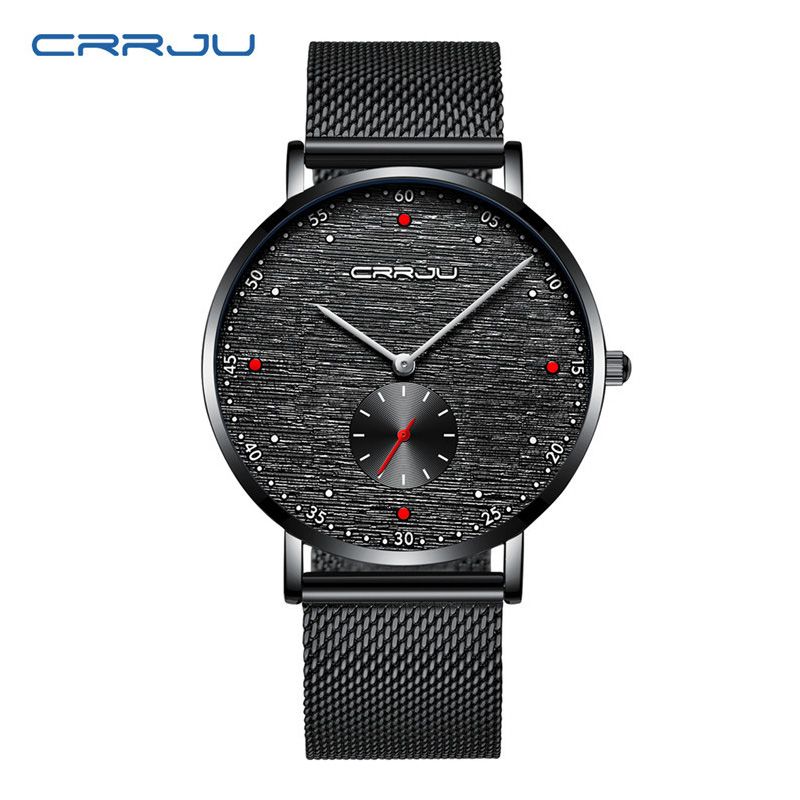 

CRRJU 2163 Watches Mens Quartz Battery Watch Men Casual Slim Mesh Steel Waterproof Sport Wristwatches Minimalist Wristwatch Clock Relogio Masculino kol saati, Blue