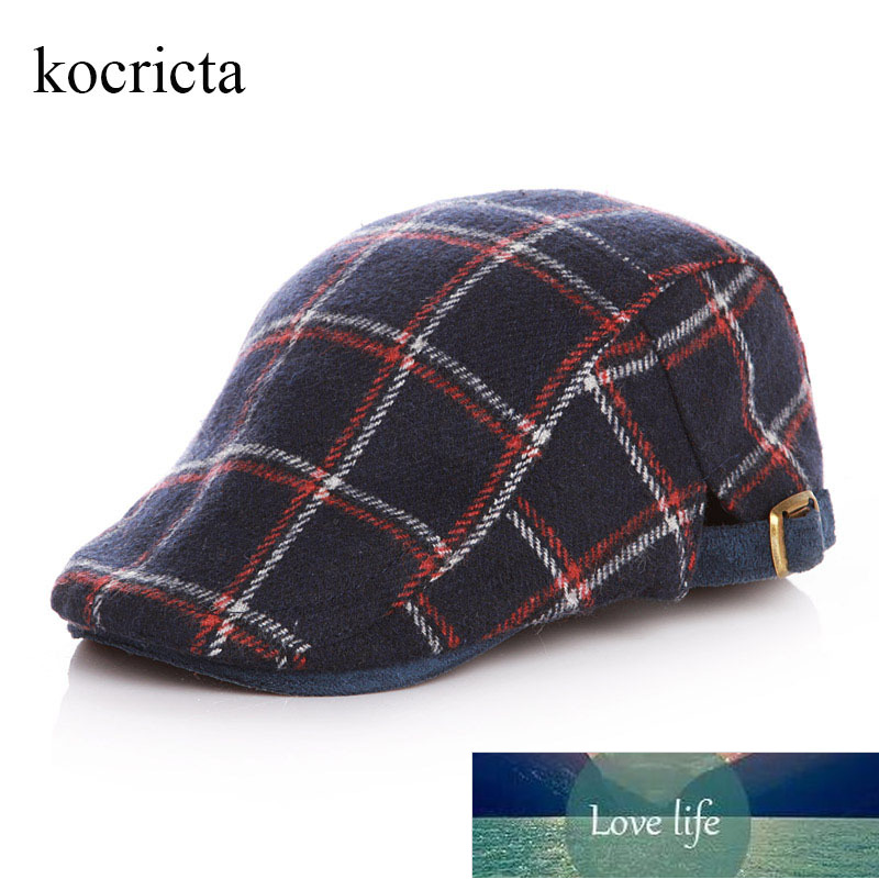 

Toddler Children Winter Autumn Plaid Woolen Beret Hats for Kids Baby Boys Spring Cute Flat Cap 2-5Y Factory price expert design Quality Latest Style Original Status, Blue