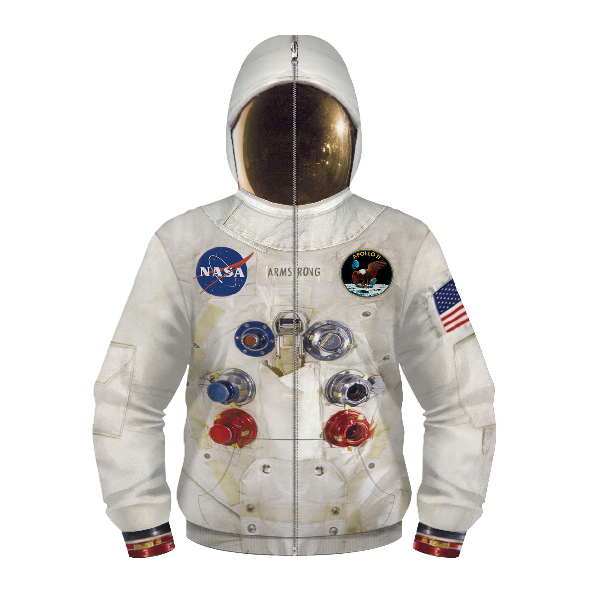 

kid nasa hoodie sweatshirt astronaut space suit role-playing digital printing zipper jacket for 5-12years masked child clothes, Black