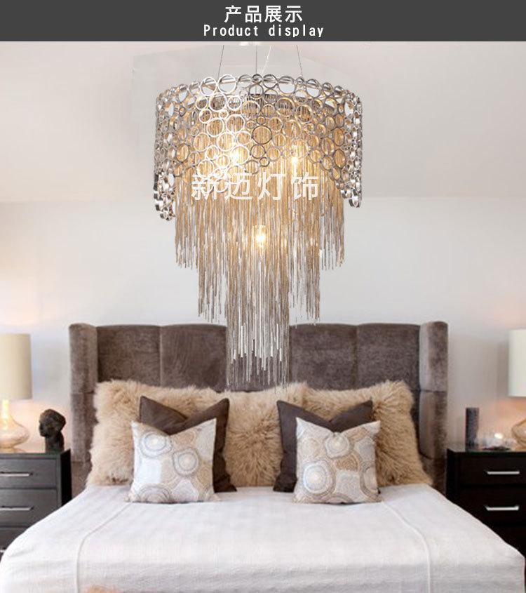 

American Tassel Chandelier Creative Art Bedroom Dining Room Living Club El Round Simple Aluminum Chain Floor Lamps