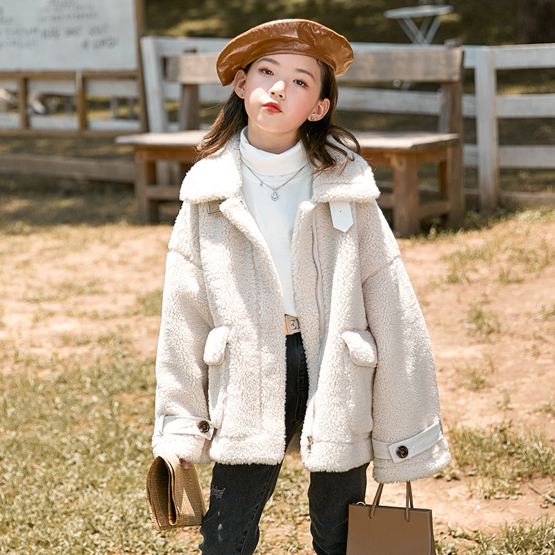 

2020 new foreign high child Korean version of the hair clothing skin integrated winter wear cotton clothing girls jacket autumn and winter, Blue;gray