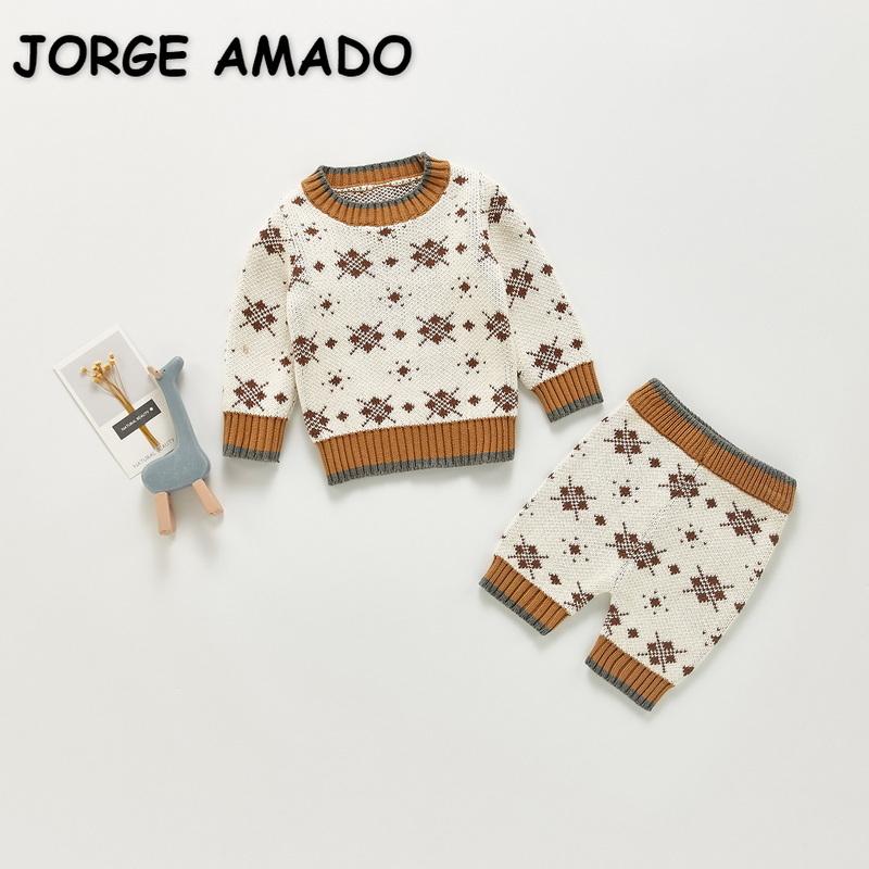 

Clothing Sets 2022 Spring Borns Girls Boys Round Collar Pullover Sweater+Knitting Shorts Baby Year Costume E1109, 2pcs sets