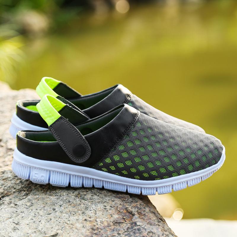 

Slippers Sandals And Mesh Male Bird Nest Hole Beach Shoes Set Foot Large Size Anti-skid Lazy Half, Black