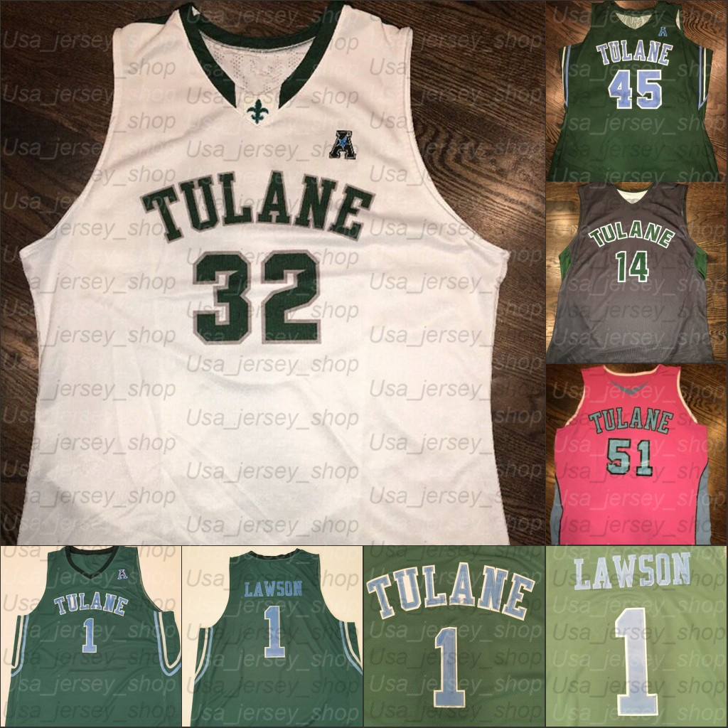

Custom Tulane Green Wave Basketball jerseys Teshaun Hightower K.J. Lawson Walker Thompson Nic Thomas Kevin Zhang Ray Ona Embo, Black