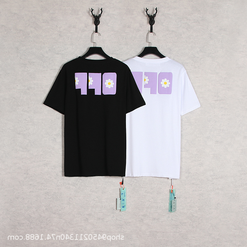 

2021 Spring / Summer Off New Chest Back Lettering Casual Round Neck Short Sleeve T-shirt Men' and Women, White