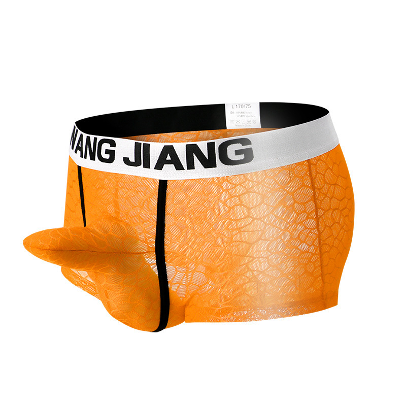 

Mesh gauze Men's sexy underwear underpants Youth's translucent JJ tube Physiological boxers #3057PJ, Red