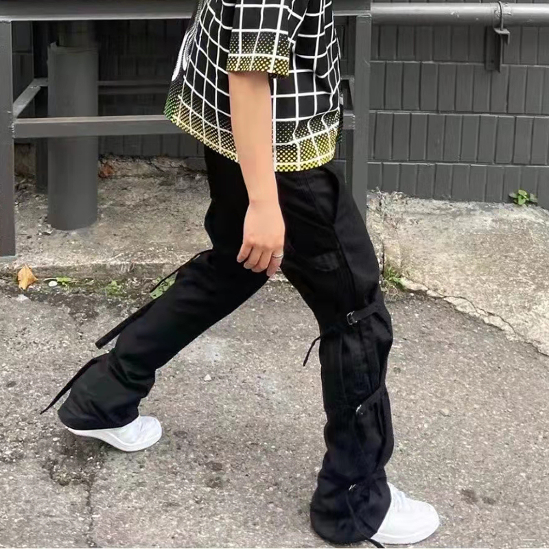 

Pants Drawstring Style Men Casual Trousers Loose Overalls Hip Hop Cargo