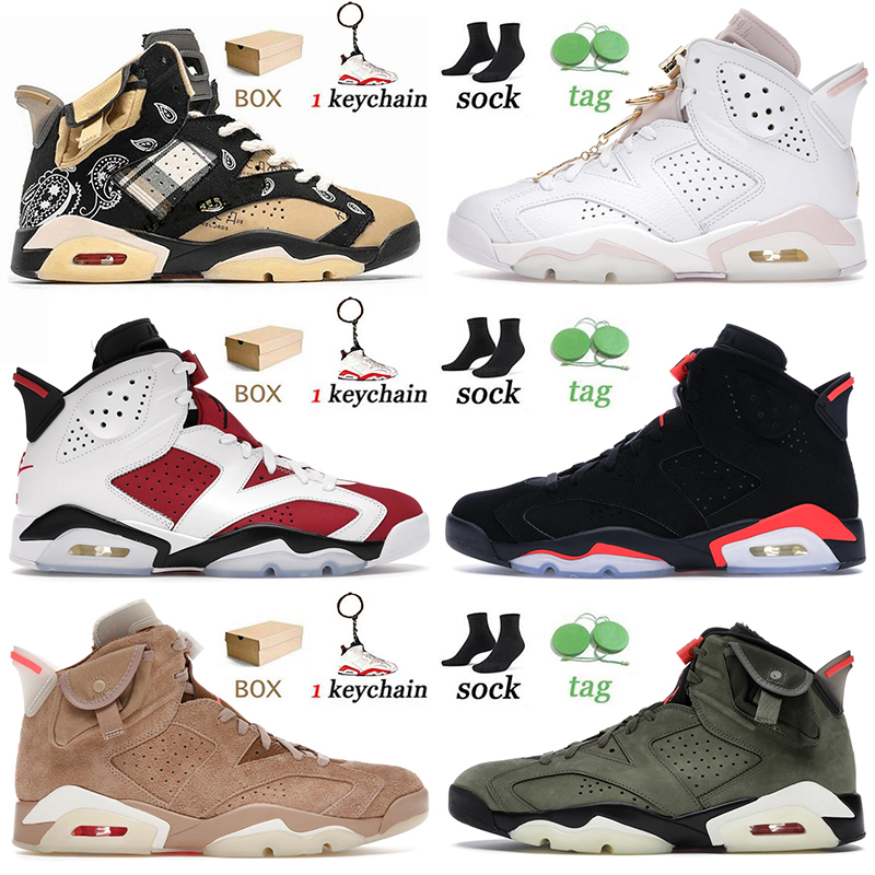

With Box Stock X Basketball Shoes Travis Scott Jorden 6s Retro Black Infrared Tinker Fashion Air Jordan 6 Sports Blue Gatorade Green Gold Hoops Trainers Sneakers, W31 slam dunk 40-47