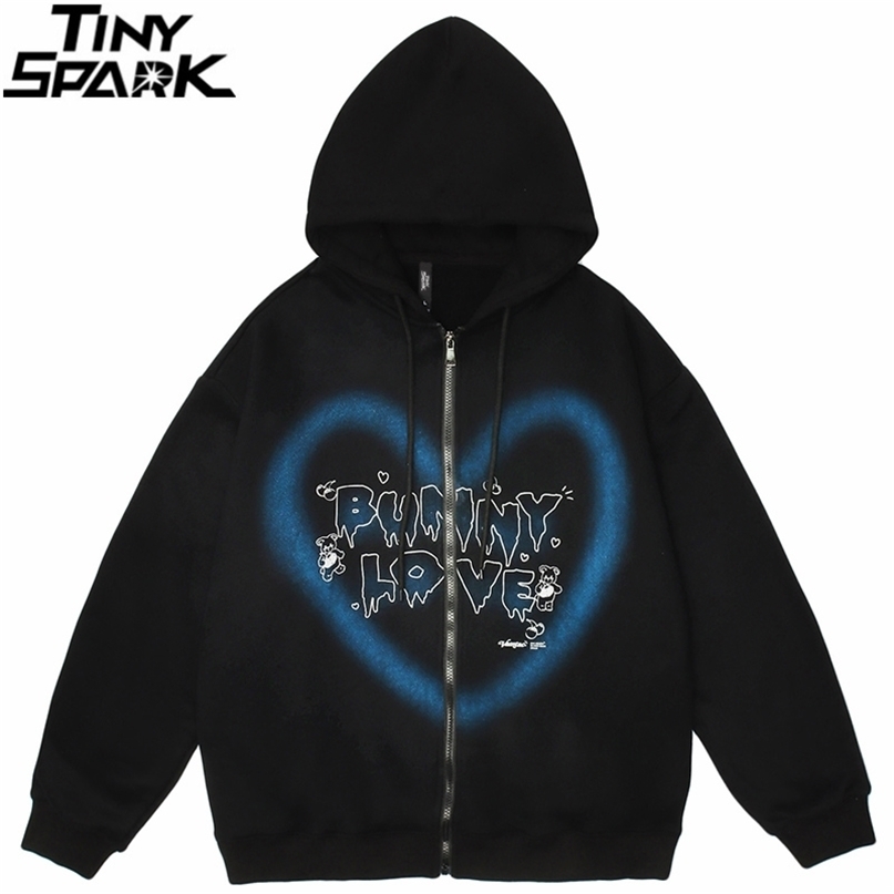 

Hip Hop Streetwear Hooded Jacket Men Graffiti Heart Letter Bear Print Coat Autumn Harajuku Cotton Outwear 211110, A52w678 white