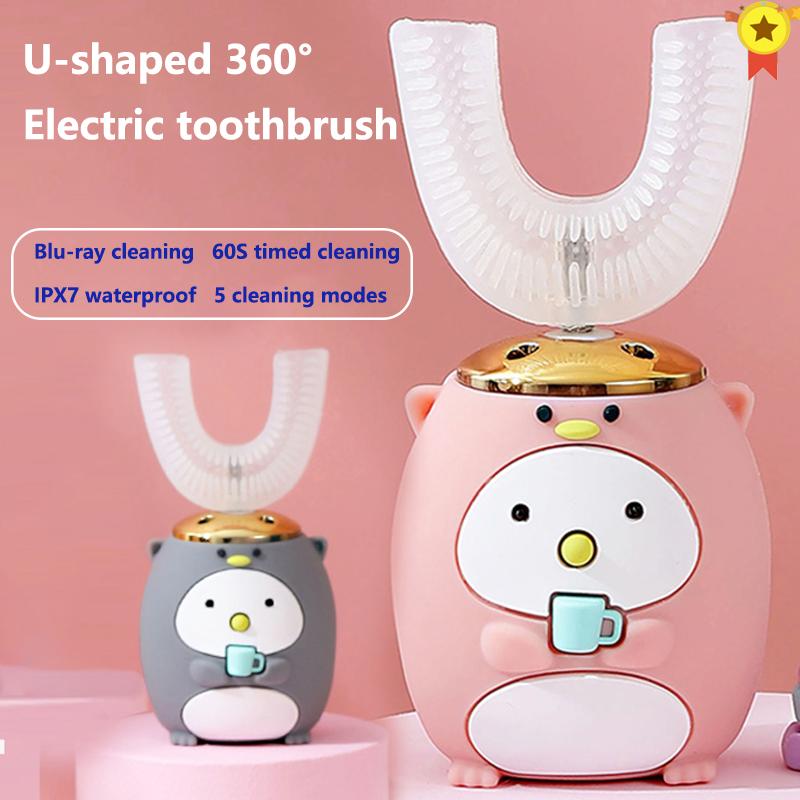 

HA-Life U 360 Degrees Children Sonic Electric Toothbrush Cartoon Pattern USB Charger Blu-ray Clean Silicone Kids Tooth Brush Smart