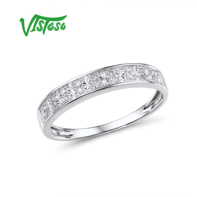 

Cluster Rings VISTOSO Gold For Women Genuine 9K 375 White Ring Sparkling Diamond Promise Band Anniversary Fine Jewelry, Golden;silver