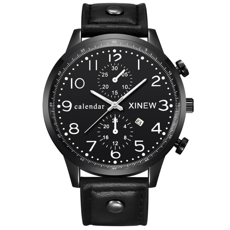 

Wristwatches 2021 Men's Leather Alloy Watch 1PCS Luxury Digital Dot Calendar Dial Quartz Business Wrist Montre Homme A80, Red