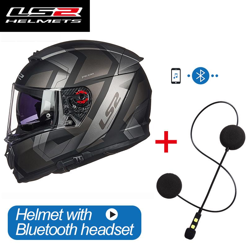 

Motorcycle Helmets Original LS2 FF390 Full Face Bluetooth Helmet With Dual Lens Racing Cascos Para Moto Man Woman Capacete DOT, Black silver