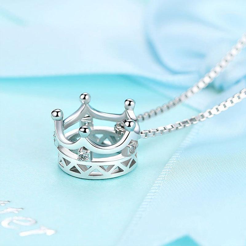 

JrSr 100% 925 Sterling Silver Inlaid Zircon Crown Pendant Necklaces 2021 Luxury DIY Jewelry Mother's Day Gifts Chains