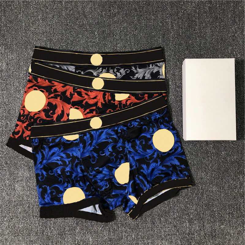 

Casual Letter Men Underpants Baroque Pattern Printed Male Boxers Solid Color Comfortable Panties Wholesale, As pic