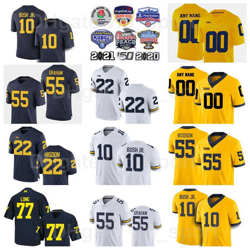 

NCAA College 10 Devin Bush JR Jersey Michigan Wolverines Football 1 Anthony Carter 76 Steve Hutchinson 22 Ty Law 77 Jake Long Brandon Graham Karan Higdon University, White