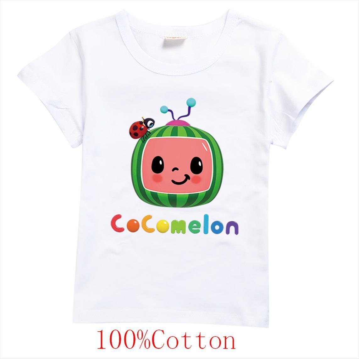 

funny clothes toddler girls cocomelon t shirt kids rainbow watermelon ladybug print for boys short sleeve tshirts casual, Blue