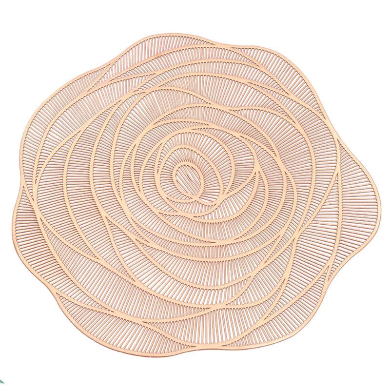 

Mats & Pads Bowl Mat Flower Coasters Insulation Hollow Decorative Cushion Placemat PVC Rose Hollowed Dining Room Decoration Table