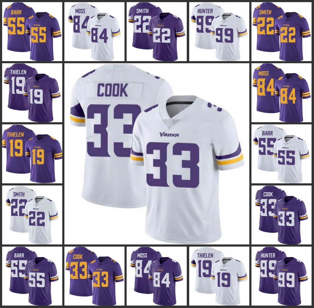 

Jersey Minnesota''Vikings''Men #19 Adam Thielen 22 Harrison Smith 33 Dalvin Cook 55 Barr 84 Randy Moss''NFL''Women Youth Limited Jersey