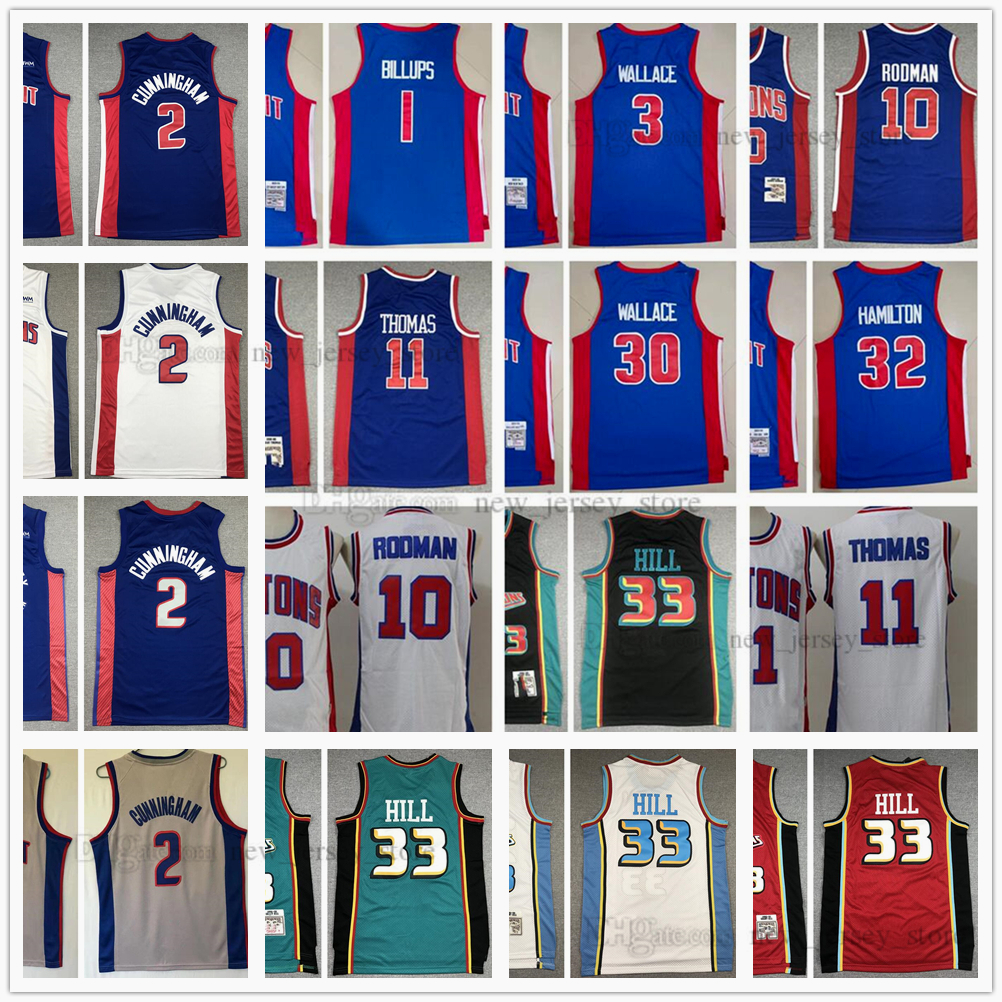 

Stitched 2021-22 Baskeball Cade 2 Cunningham Jersey Retro Dennis 33 Grant Rodman Hill 3 Ben 30 Rasheed Wallace 32 Richard 1 Chauncey Hamilto, Black;red