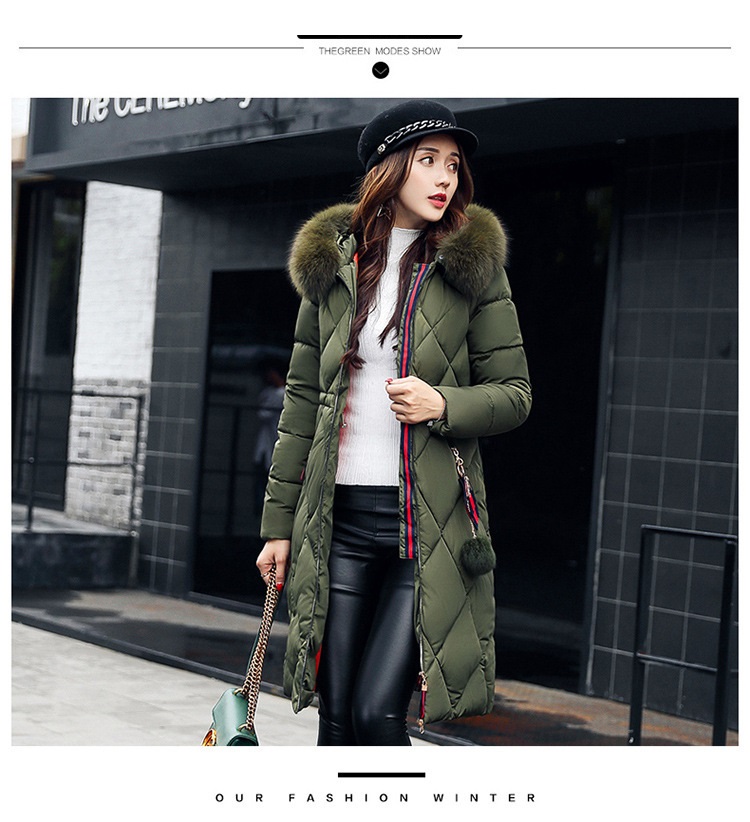 

Women Winter Jackets And Coats Casual Long Sleeve Big Fur Collar Down cotton ladies down parka jacket, Blue
