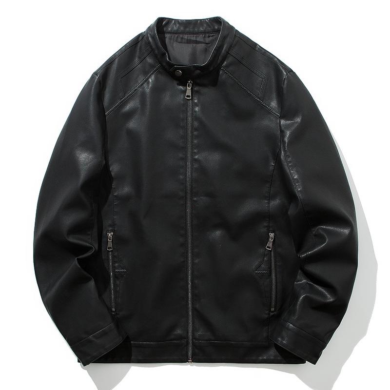 

Men's Fur & Faux Winter Young Men Leisure Leather PU Jacket Cultivate One's Morality Locomotive Suit Coat Collar, Black
