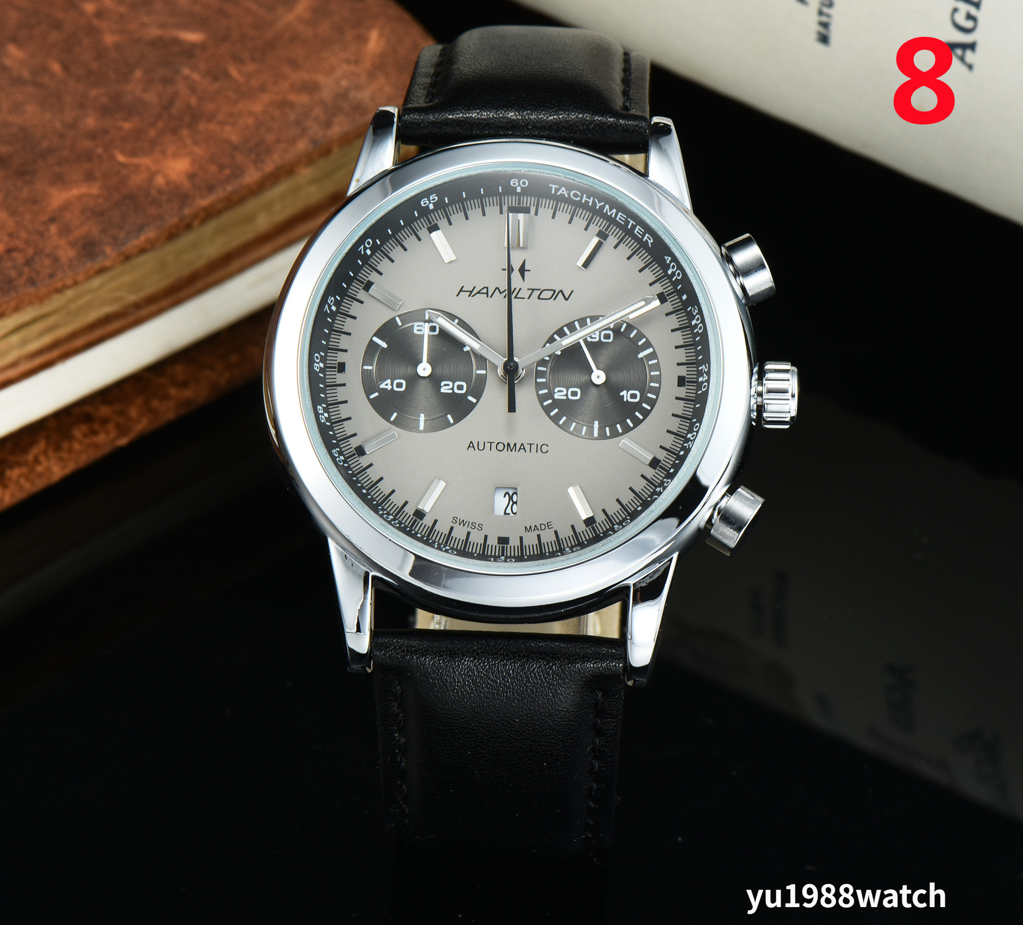 

2021 Five stitches All Dial working Mens Quartz Watch Luxury Watches With calendar Leather Strap and mesh belt Top Brand hamilt High Quality Fashion Men's gift, 10