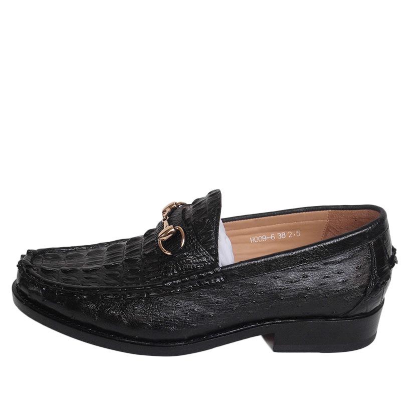 

Imported Crocodile Skin With Ostrich Comfortable Pure Hand Foot Set Men's Shoes Genuine Leather Soled Dress, Black