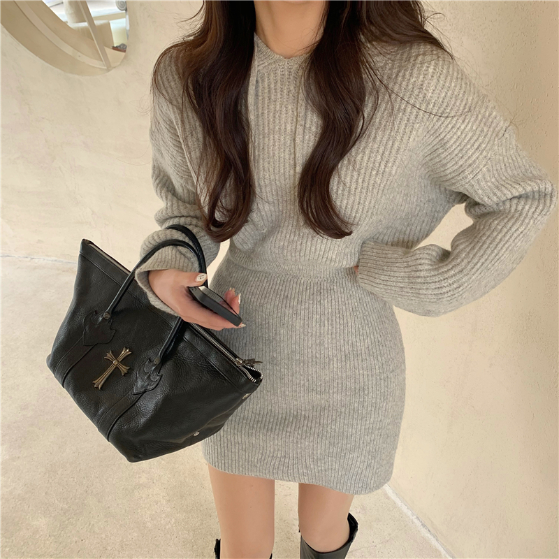 

Women knit Dress Pullover 2021 Spring and Autumn Women slim Mini bodycon Sweater Dress womens with hood (R99508), White;black