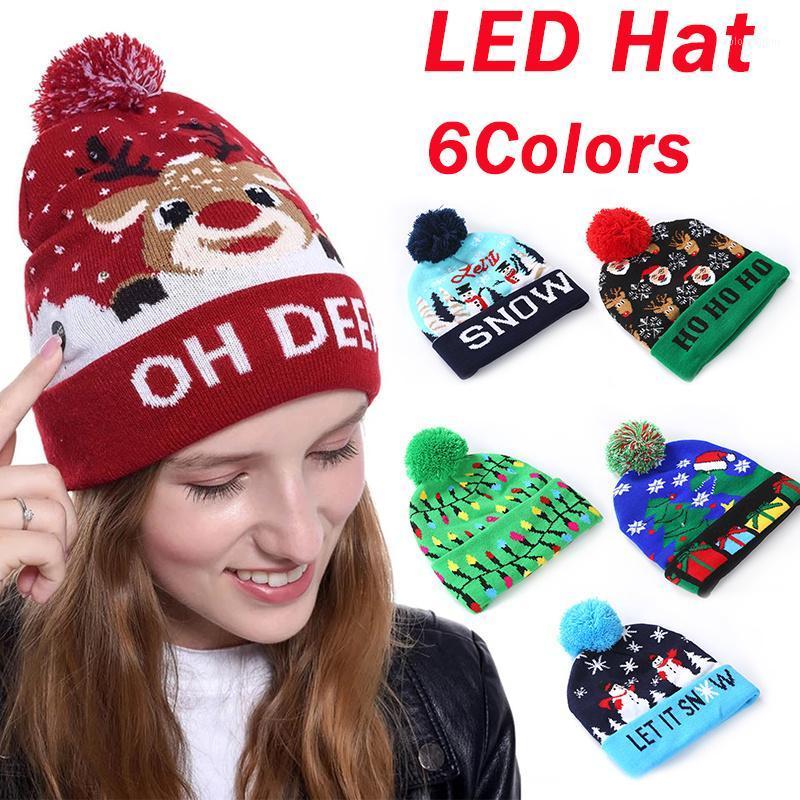 

Berets Winter Led Hats For Woman Beanies Knitted Glowing Hat Girls Autumn Female Beanie Caps Warmer Bonnet Men Casual Cap