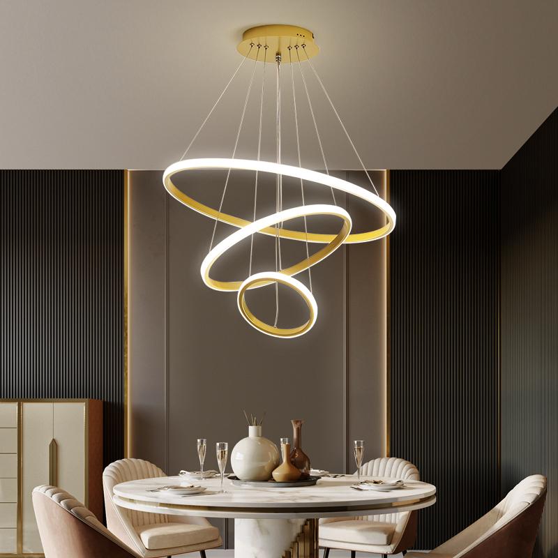 

Pendant Lamps Modern Chandelier Ring Led Ceiling Circle Black Attic Living Room Dining Kitchen Interior Lighting