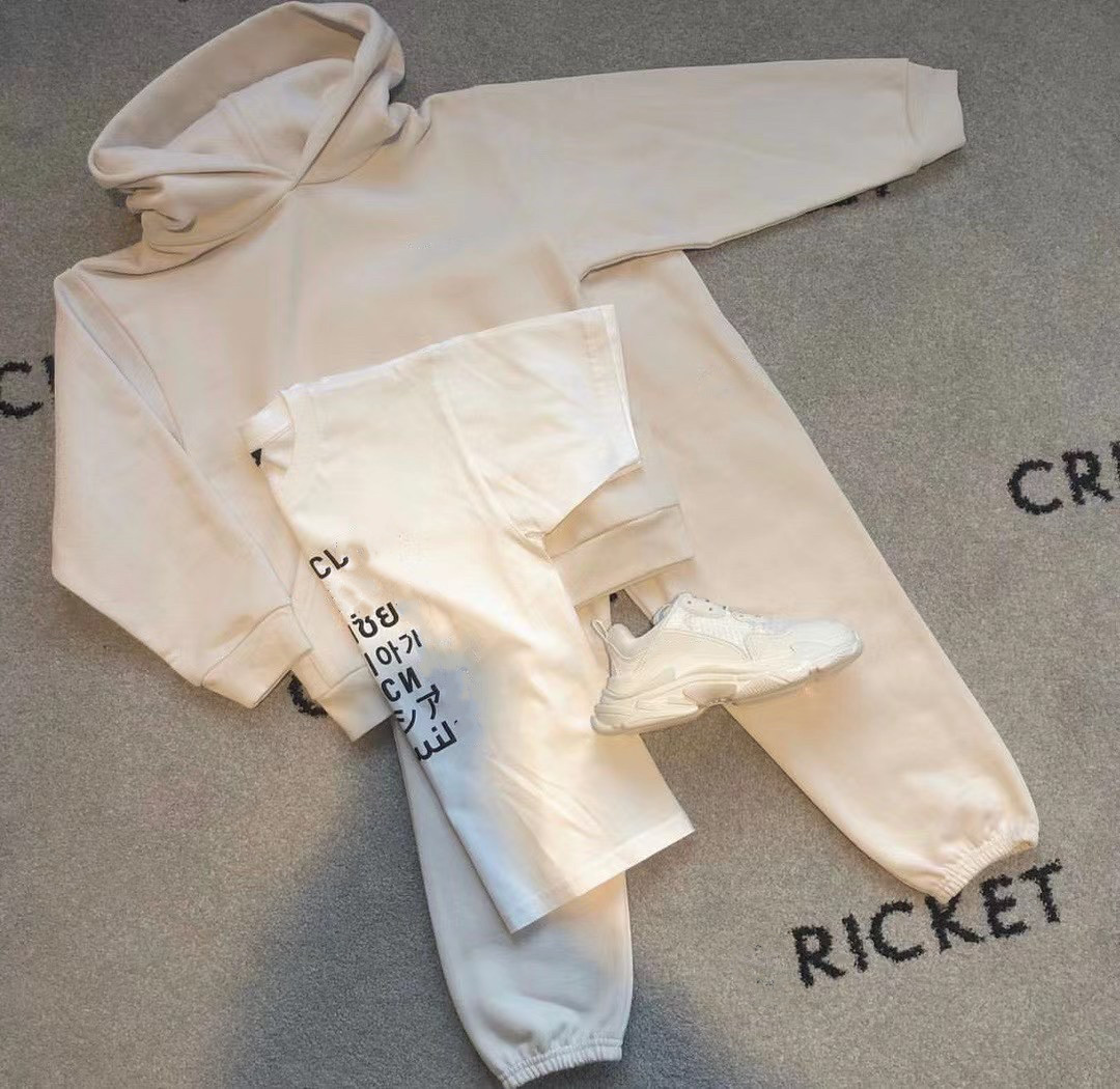 

High Quality Kids Girls Boys Sets Winter Cotton Hooded Hoodie with Pants 2pcs/tracksuit Children pullover thicken suits, As show