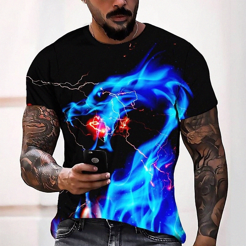 T-shirt Tee T-shirt 3D Imprimer graphique col rond décontracté quotidien quotidien 3D imprimé à manches courtes Haut de mode Cool confortable ble
