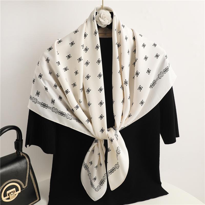 

Scarves Women Scarf Hijabs Design Twill Silk Square Scarfs Lady Headband Shawl Wrap Bandana Female Neckerchief Foulard