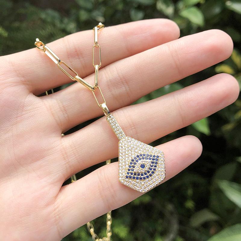 Pendant Necklaces 2021 Gold Copper Necklace Mysterious Eye Cubic Zirconia Fashion For Women Jewelry Statement-image-709054814