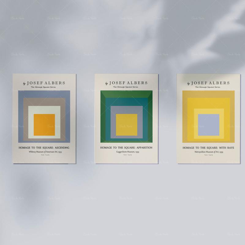 

Paintings Josef Albers Set Of Three Prints, Minimal Print Set, Boho Poster Bauhaus Wall Art.