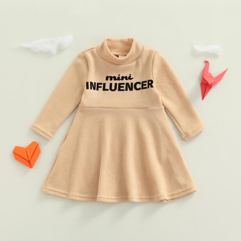 

Girl's Dresses Ma&Baby 1-6Y Fashion Kids Girls Knitted Dress Letter Long Sleeve A-Line For Autumn Spring Warm Children Costumes, Red;yellow