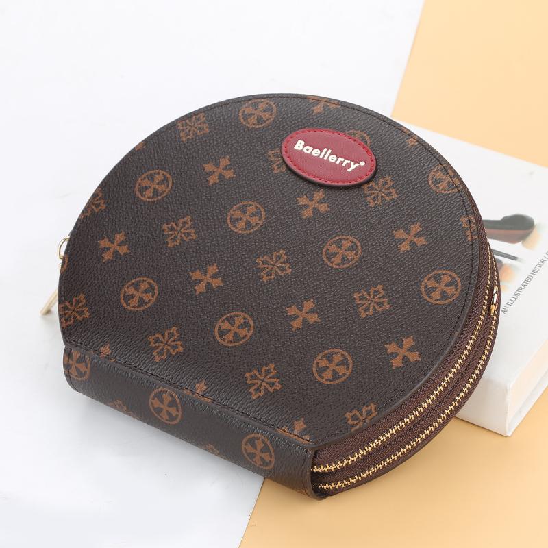 

Personality Versatile Double Zipper Women Cross Body Bag Printed Trend Small Round Wallet Fashion Classic Mobile Phone Waist Bags