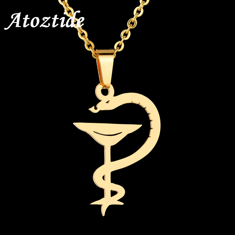 

Personality Stunning Snake with Adjustable Wine Glass of Stainless Steel Silver Pendant Necklace